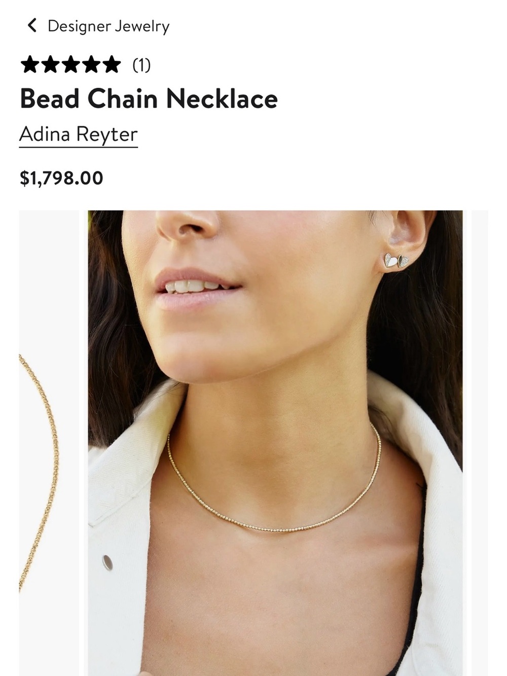 ADINA REYTER Bead Chain Necklace 14k Gold 15” with 1” extender RETAIL is $1798
